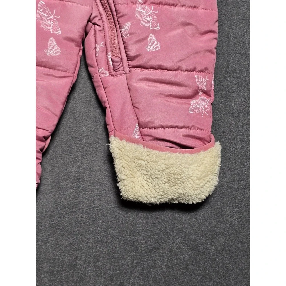 OshKosh B'gosh 3-6M‎ Infant Snowsuit Pink Butterfly Hooded Puffer Winter